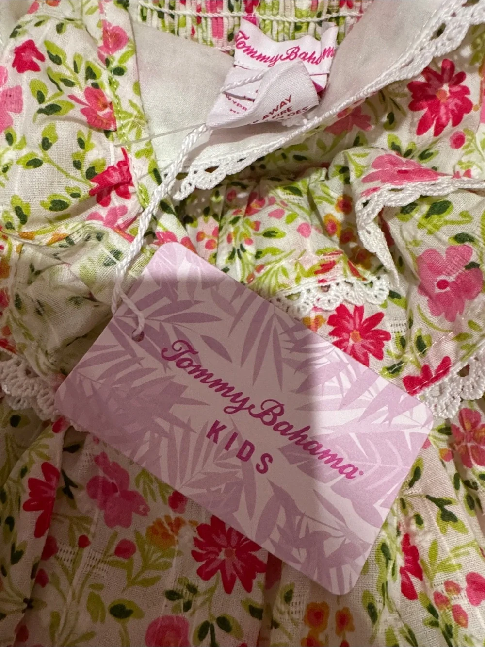 Tommy Bahama Pink and Green Floral Ruffle Sundress